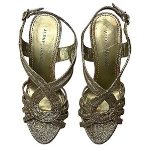 Audrey Brooke‎ Gold Sparkly High Heels. Size 6.5